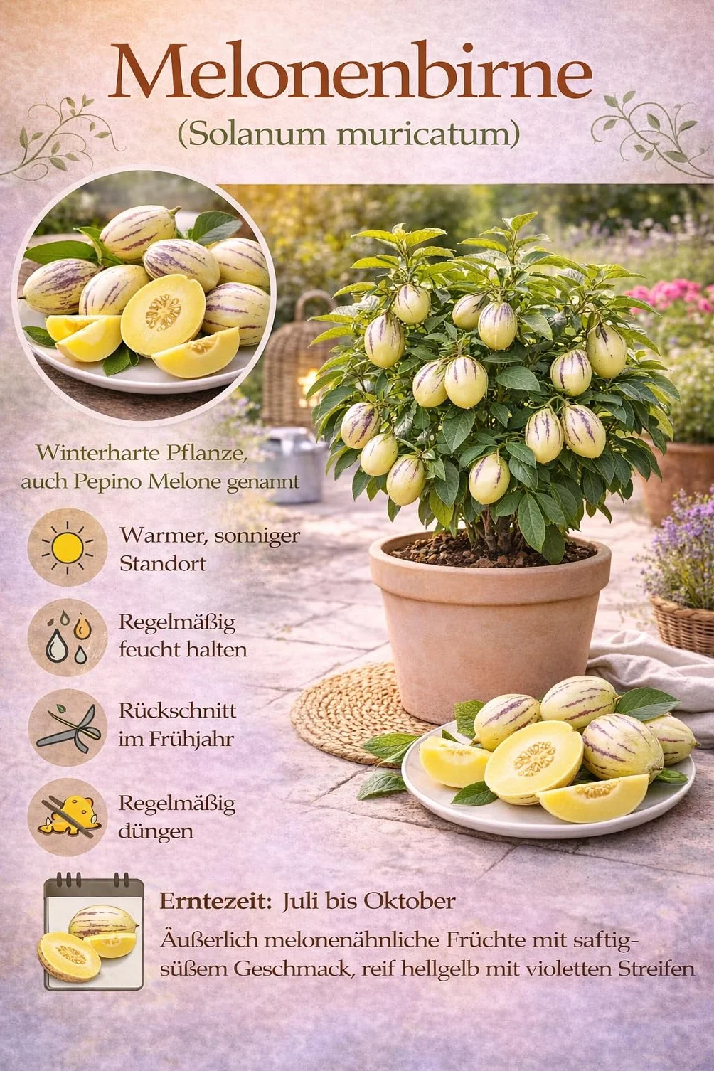 Solanum Pepino Gold 20-40 cm – Süße & Aromatische Melonenbirne | Exotische Fruchtpflanze für Garten & Balkon