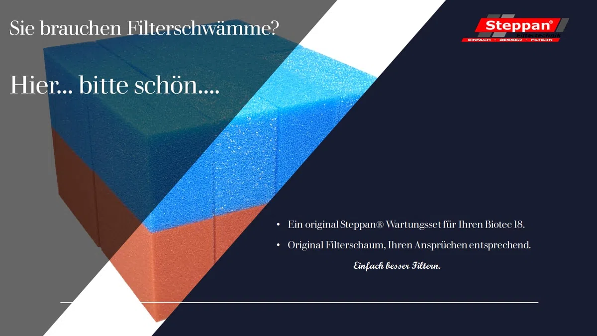 16 Filterschwämme 8 x BLAU und 8 x ROT geschlitzt für Biotec 18 und 18 Screenmatic 21,5 x 15,5 x 9 cm BLAU Grob = PPI 10 ROT Fein = PPI 30