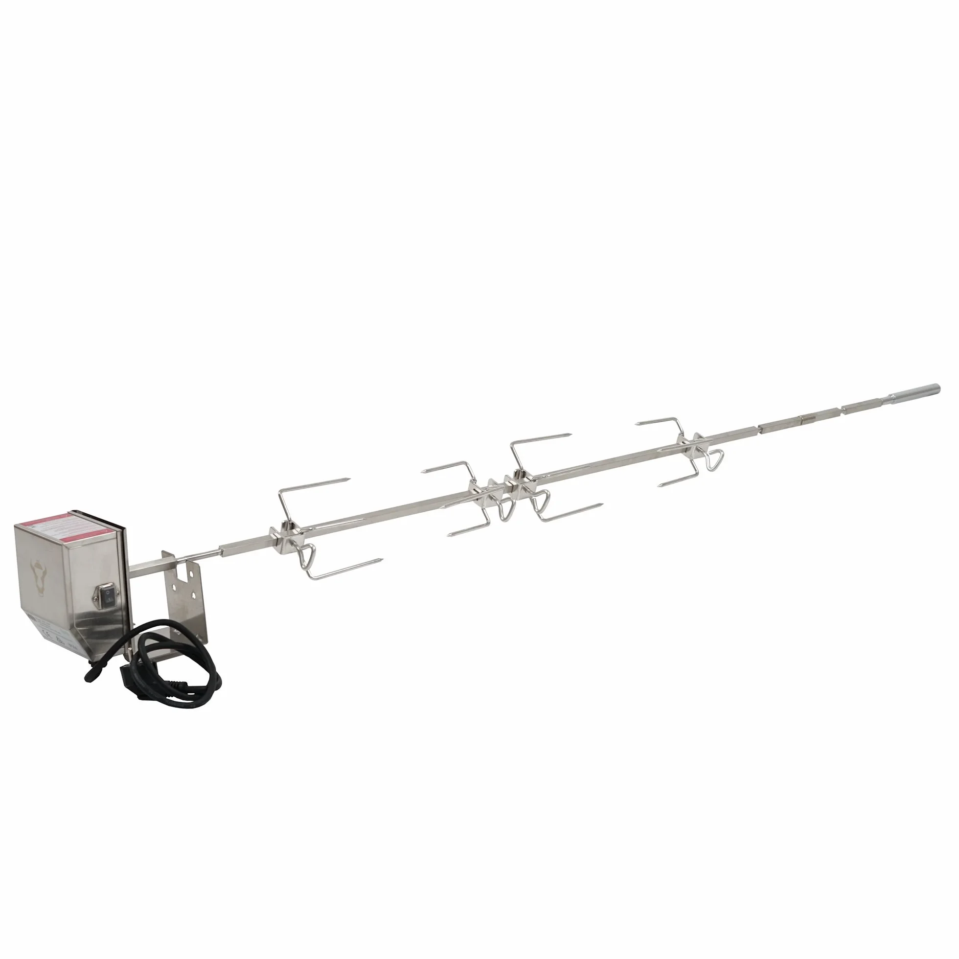 BBQ-Toro Edelstahl Grillspieß Set für die komplette Weber Genesis II 400er und 600er Serie inkl. 4X Fleischnadeln, Motor, Motorhalter, Drehspieß, Rotisserie, Drehspiess