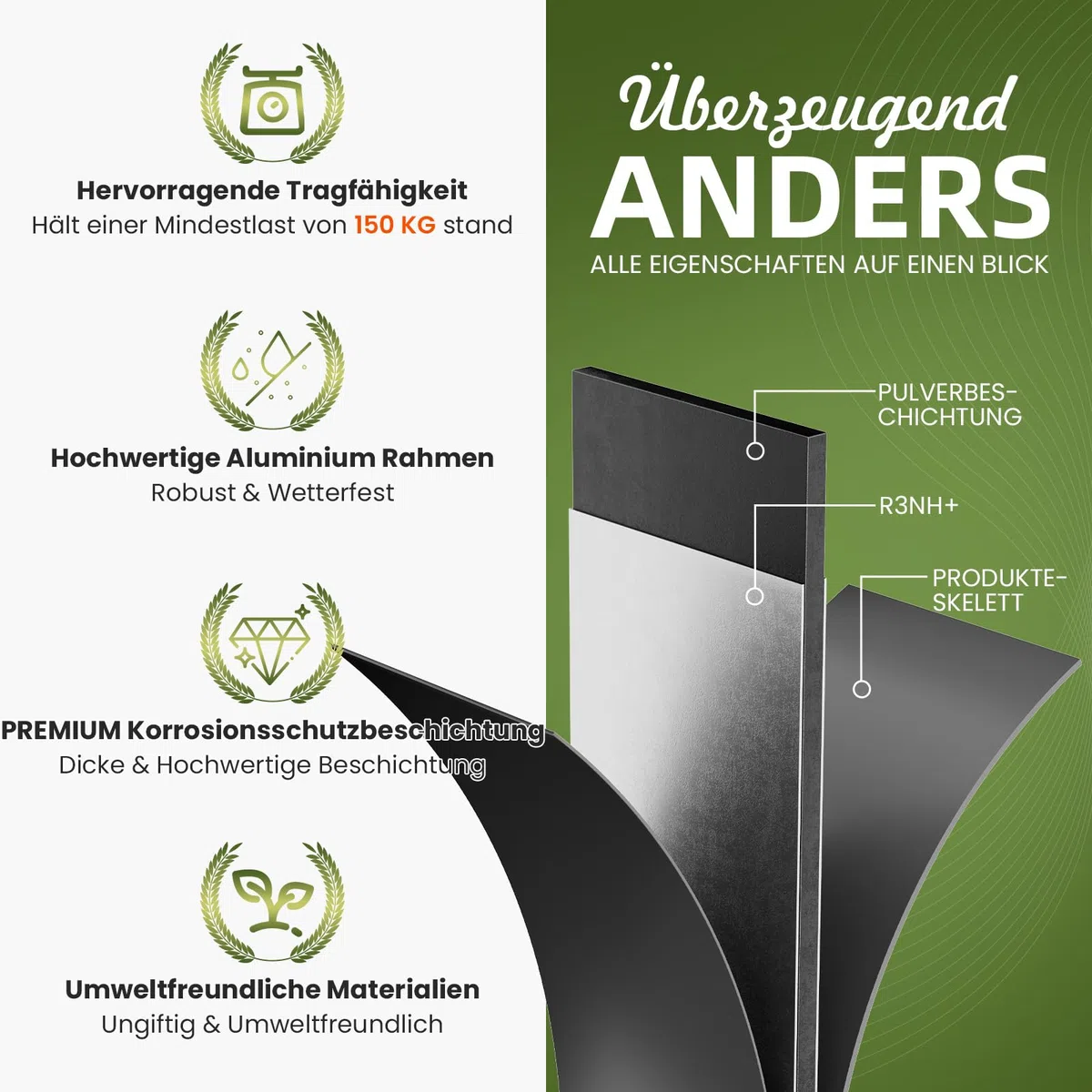 UDPATIO Gartentisch Wetterfest mit Aluminiumrahmen, 148 x 80 x 74 cm Outdoor WPC Tisch Holzmaserung-Finish, Balkontisch für 4-6 Personen,Garten,Terrasse,Teakbraun+Dunkelgrau