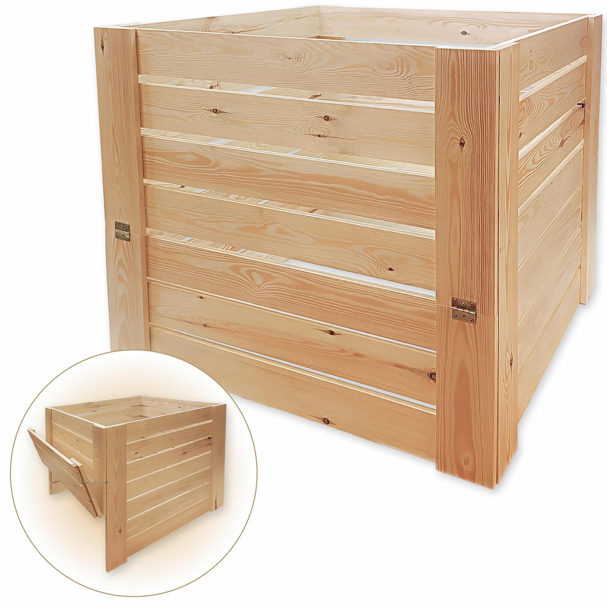 MG Design Holz Komposter 80 x 80 cm – Gartenkomposter aus Holz mit Klappe, Stabiler Kompostbehälter für Garten und Bioabfälle