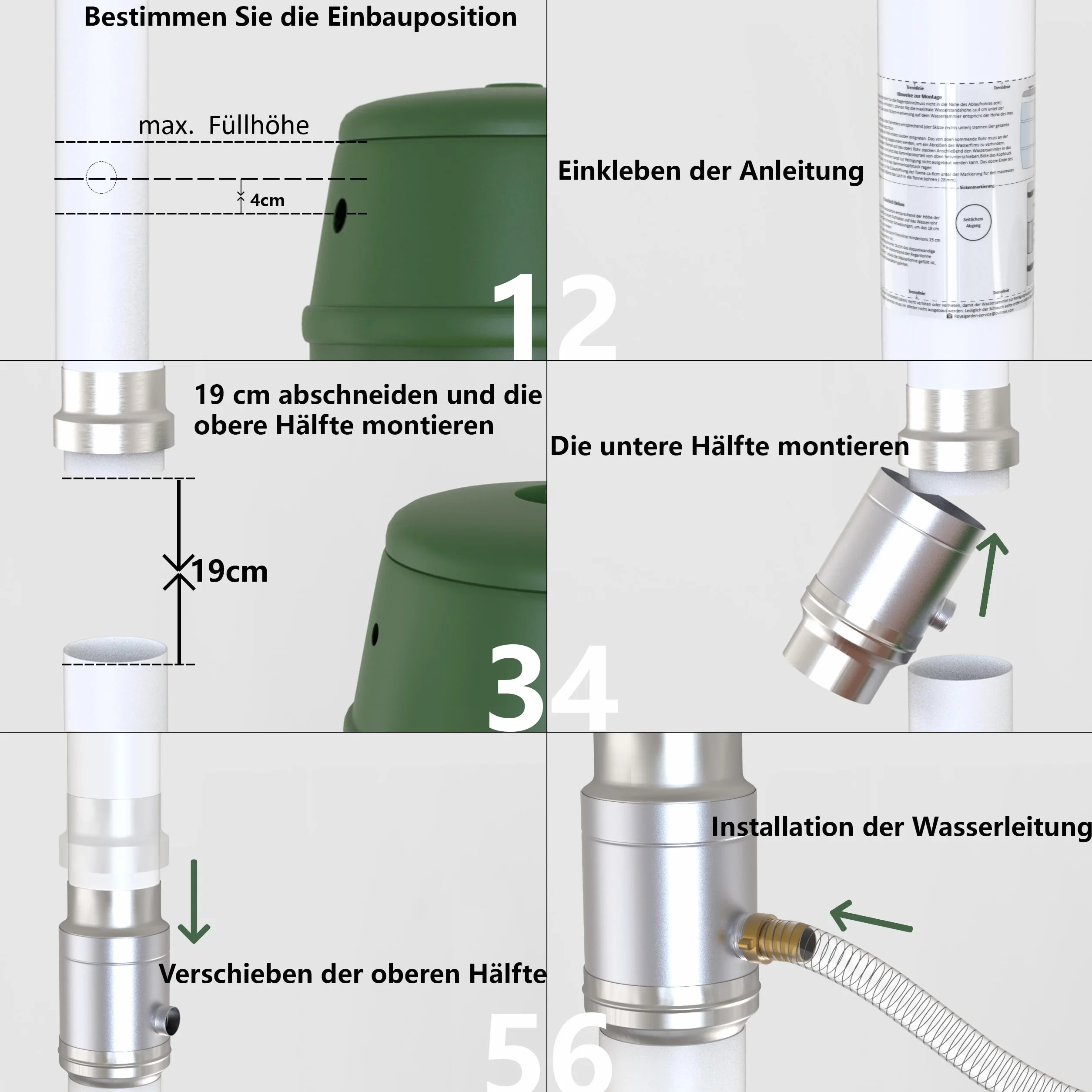 IGarden 87mm Regenwassersammler mit 45cm Schlauch- und Fassanschluss für das Fallrohr,Verzinktem Stahlblech + Aluminium Regensammler doppelwandigem Aufbau,Fallrohre DN87 Wassersammler (87mm)