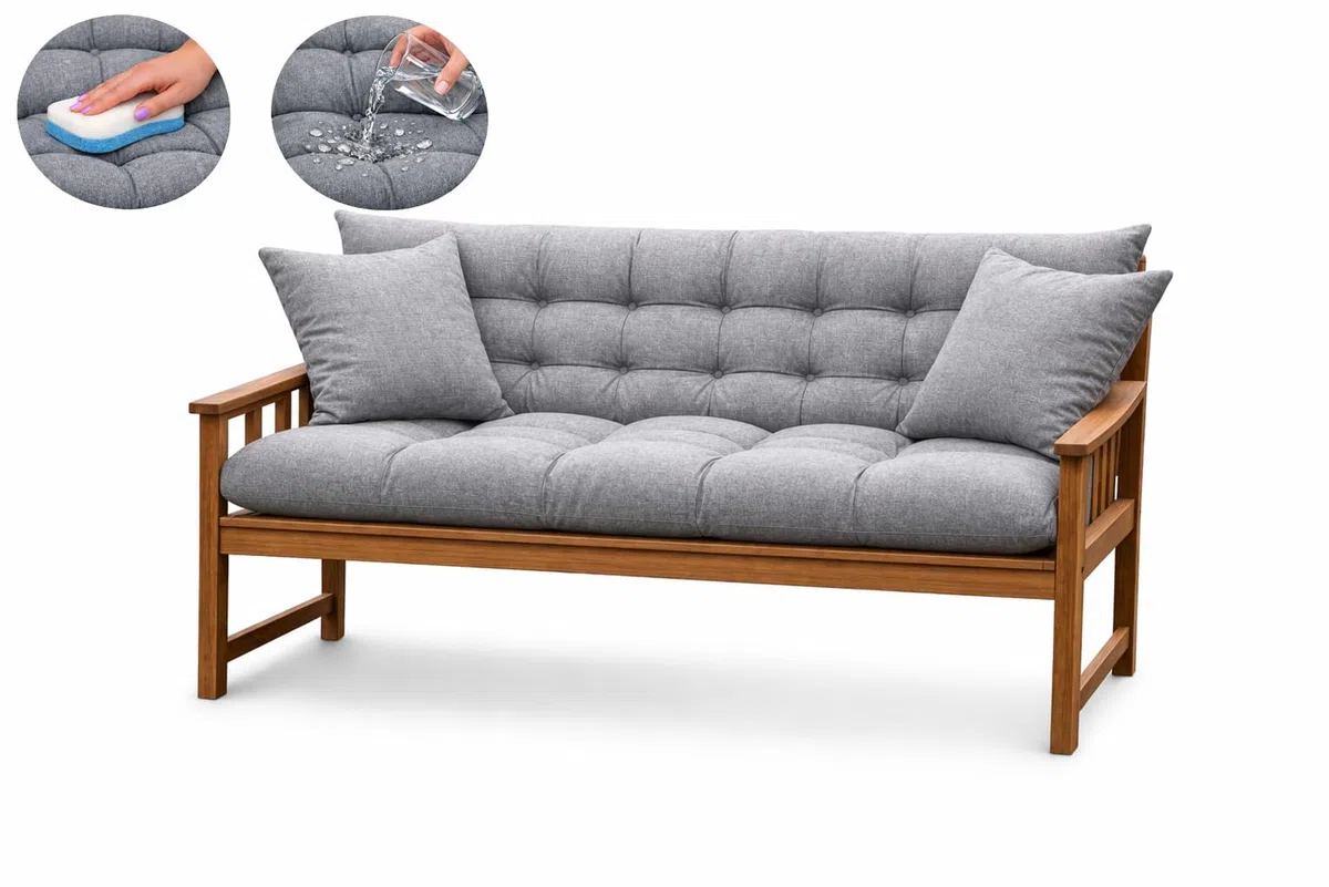 Filippo Bankauflage 180x50x60 - Sitzkissen Outdoor für Hollywoodschaukel mit zwei Kissen 45x45 cm - Bankkissen Wetterfest, Beständig Gegen Schimmel, Handgefertigt mit Befestigungsschnüre