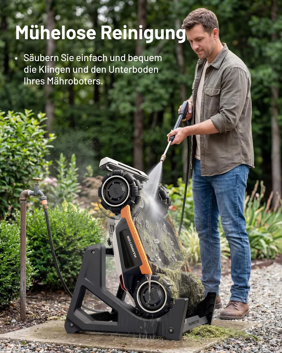MAMMOTION Mähwerk-Waschstand für Mähroboter ohne Begrenzungskabel LUBA AWD Serie, YUKA Serie，YUKA mini Serie，LUBA mini AWD Serie