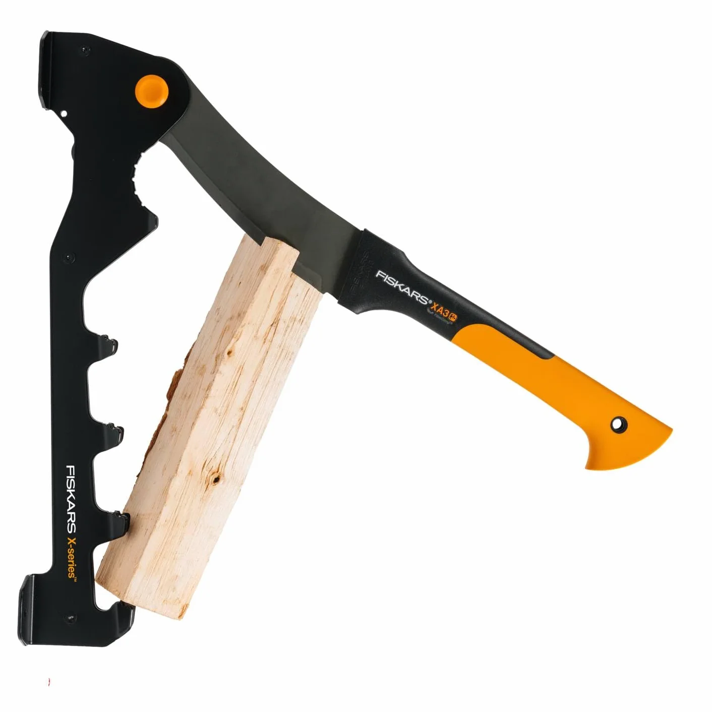Fiskars X-Series Holzspalter-Set mit Wandhalterung und Machete WoodXpert XA3, Zum Spalten von Brennholz und Ästen, 1079159
