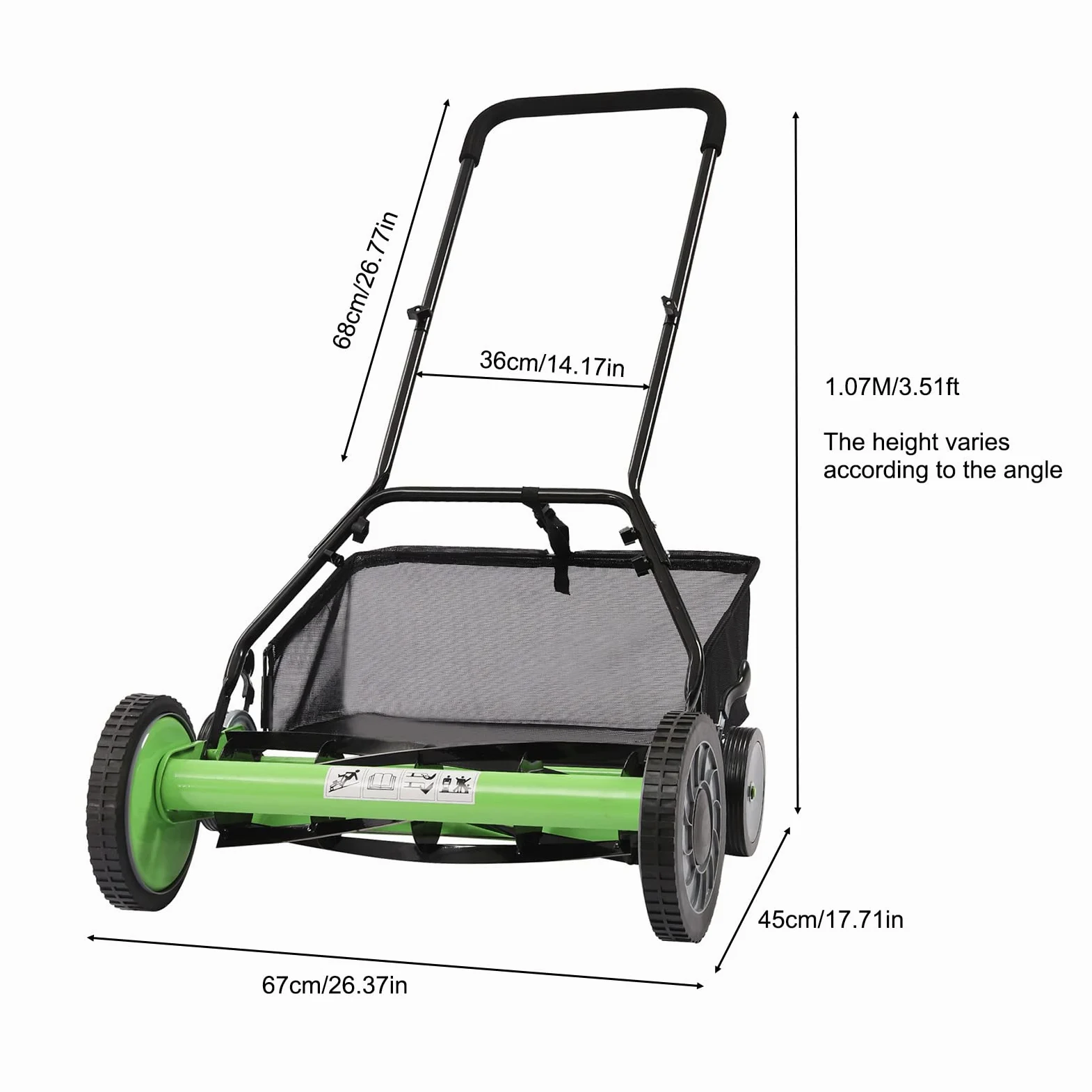 SpindelmäHer SchubspindelrasenmäHer Mit Grasfangkorb Power Push Garten Rasenmäher Hand Fangkorb Schnittbreite 41cm Höhenverstellbar Benzinbetrieben Manuell
