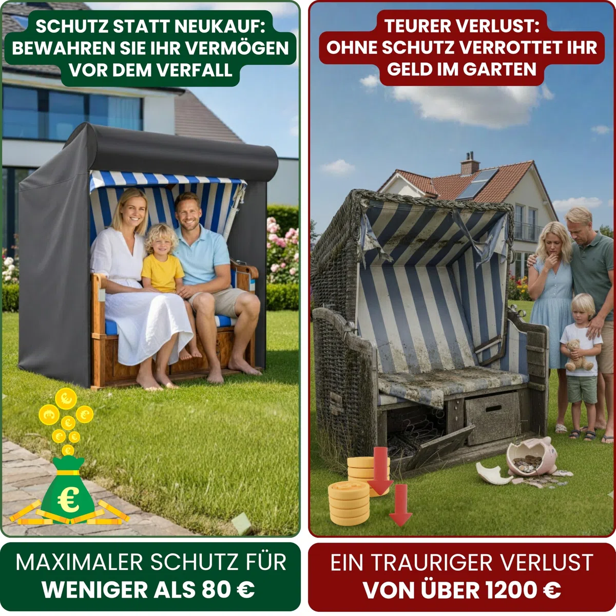 Strandkorb Schutzhülle winterfest Grau 2-Sitzer 600D Oxford Abdeckung Strandkorbhülle Abdeckhaube Abdeckplane wasserdicht 135x105x175/140 cm reißfest wetterfest TPU Beschichtung und Reißverschluss