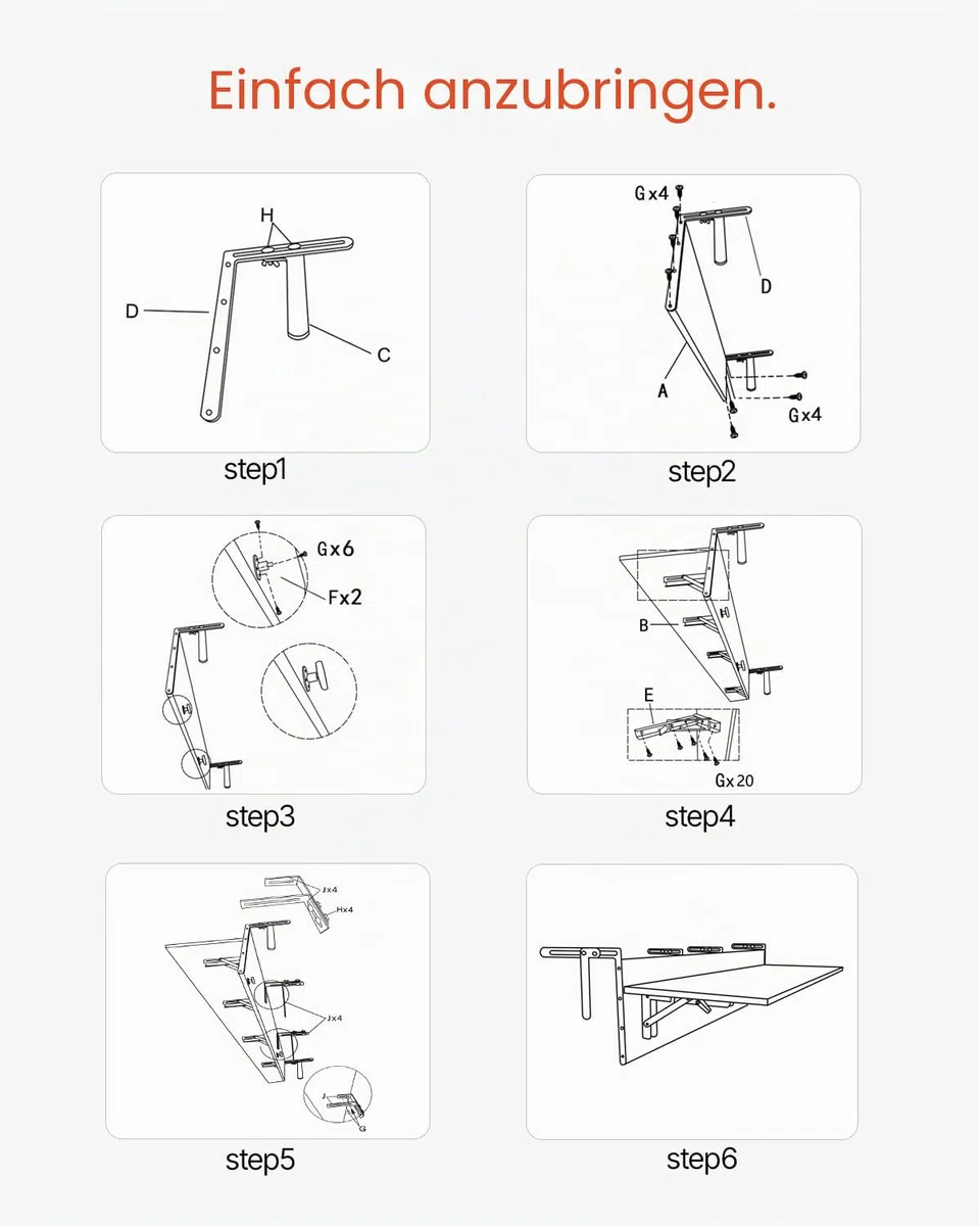 VEVOR Balkontisch, 1500x300 mm, klappbarer Balkonhängetisch, Klapptisch für den Außenbereich, 22 kg Tragkraft, passend für Geländer von 2,54 bis 15 cm, Serviertisch für Terrasse und Deck