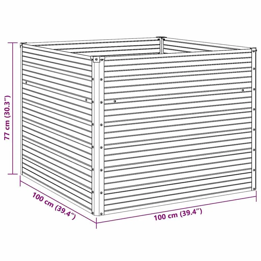 vidaXL Hochbeet Gartenbeet Pflanzbeet Frühbeet Pflanzkübel Pflanzkasten Blumenkasten Gemüsebeet Blumenbeet Anthrazit 100x100x77cm Verzinkter Stahl