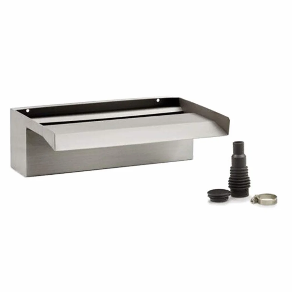 OASE 70771 Waterfall XL 30 - Wasserfall 30 cm breit in Edelstahl-Optik für Wasserspiele im Garten und Außenbereich, zur Montage an Mauern und Wänden für Teich, Pool, Brunnen, silber
