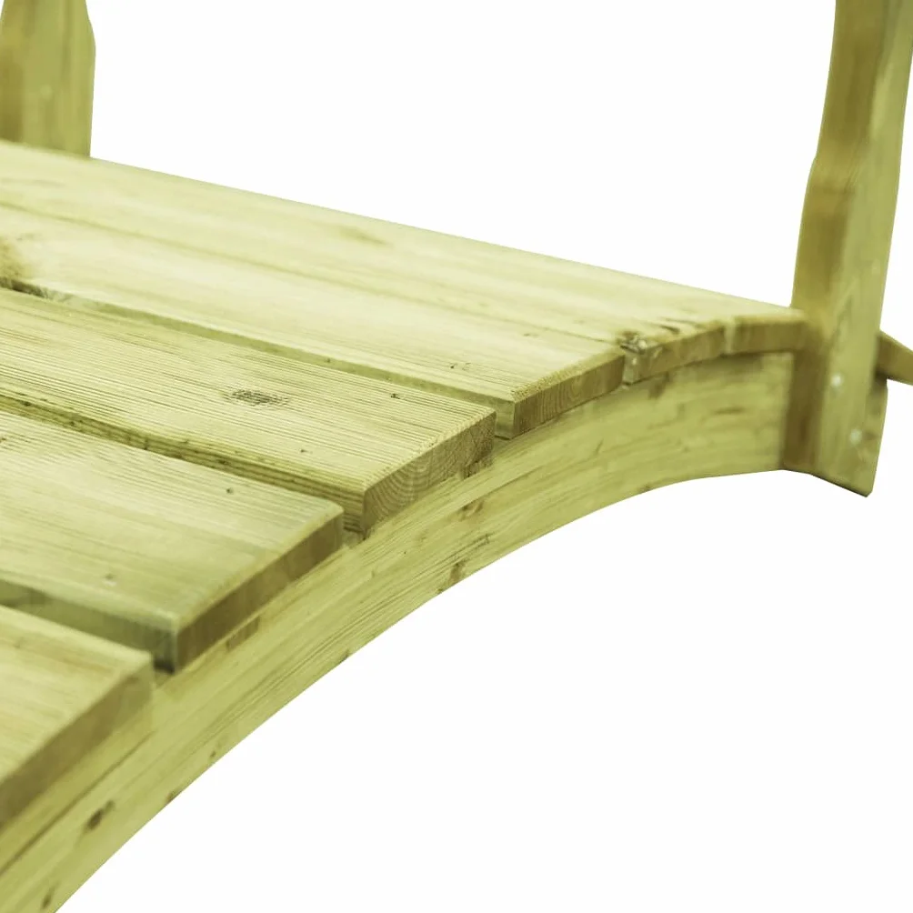 vidaXL Kiefernholz Imprägniert Gartenbrücke mit Geländer Rustikal Holzbrücke Teichbrücke Brücke Holzsteg Zierbrücke Deko 170x74x105cm