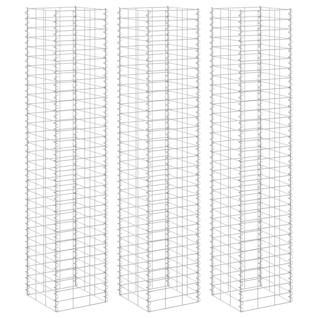 vidaXL 3X Gabione Hochbeet Gabionen Steinkorb Gabionenkorb Pflanzkorb Blumenkasten Pflanzkübel Steingabionen Wand Mauer 30x30x200cm Eisen