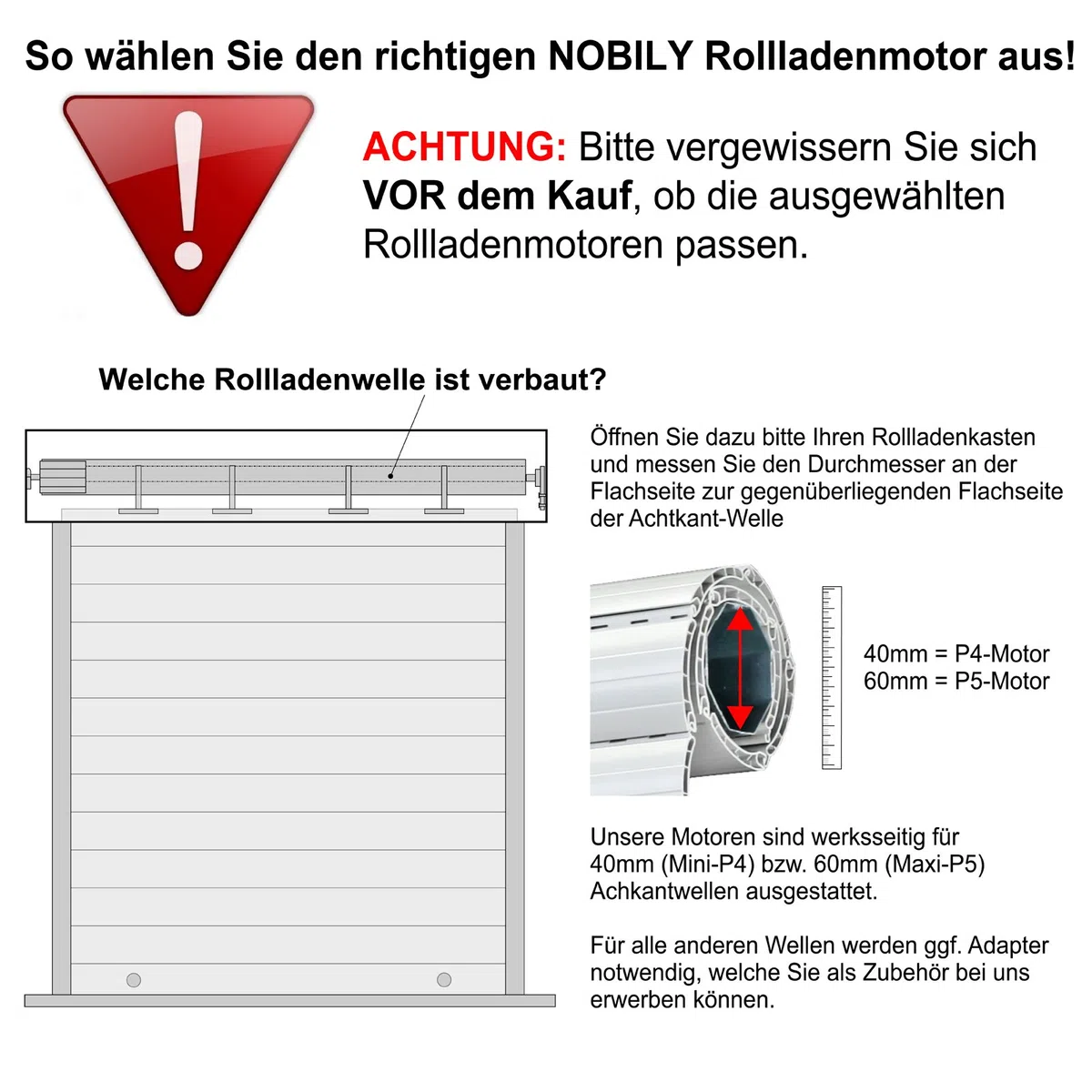 NOBILY *** Profi-Set/Mini - P4 13/14-40 (Zugkraft 36kg) + NOBILY ZS1 Zeitschaltuhr Rolladenmotor Rohrmotor Rolladen Rolladenantrieb EAN 4260355821996