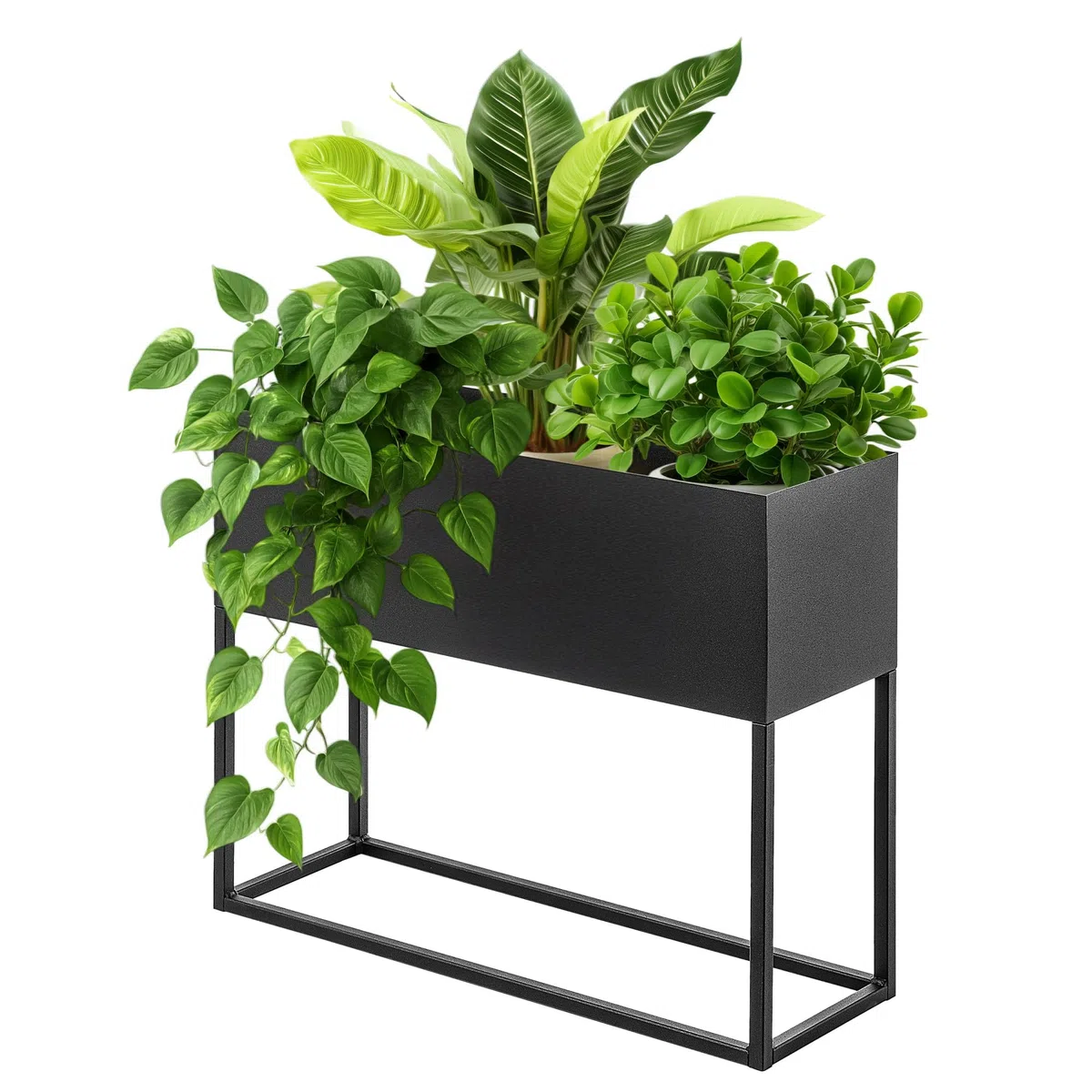 KADAX breiter Blumenkasten aus schwarzen Stahlstab, Blumenständer für Innen und Außen, Blumenbeet, Blumentopf, Blumenkübel, Blumenhalter (Höhe: 50 cm)