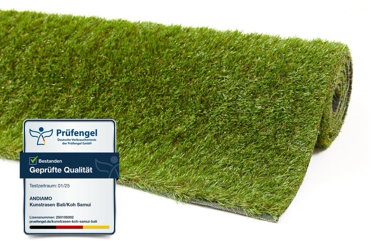 andiamo Premium Kunstrasen Koh Samui – 30 mm Rasenteppich, UV-beständig & wetterfest, natürlich wirkender Outdoor-Kunstrasen mit Drainage für Garten, Balkon & Terrasse, 200 x 300 cm