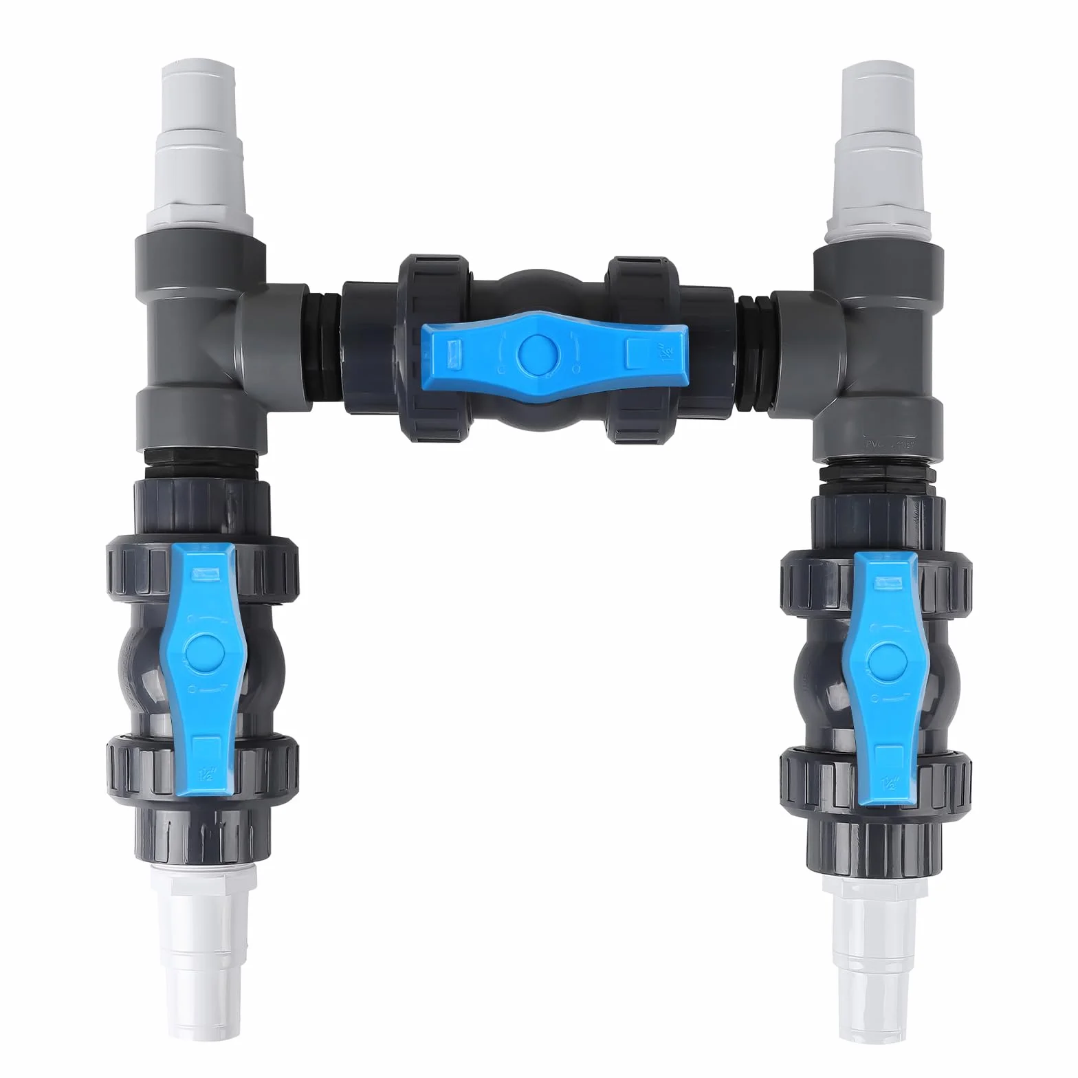SWAWIS Pool Bypass Set 32/38mm Wärmepumpe Pool Bypass Poolheizung Wärmepumpe Solar Heizung PVC Rohr Kugelhahn DN50, Präzise Regulierung des Wasserdurchflusses
