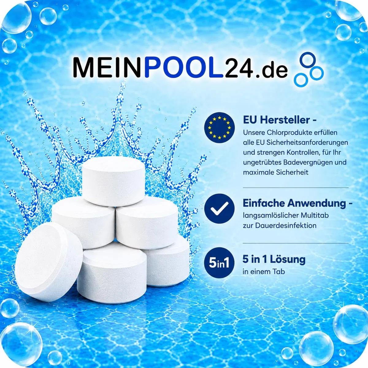 Meinpool24.de 2x5 kg = 10 kg Chlor Multitabs 5 in 1-200g Tabs Multi Chlortabletten