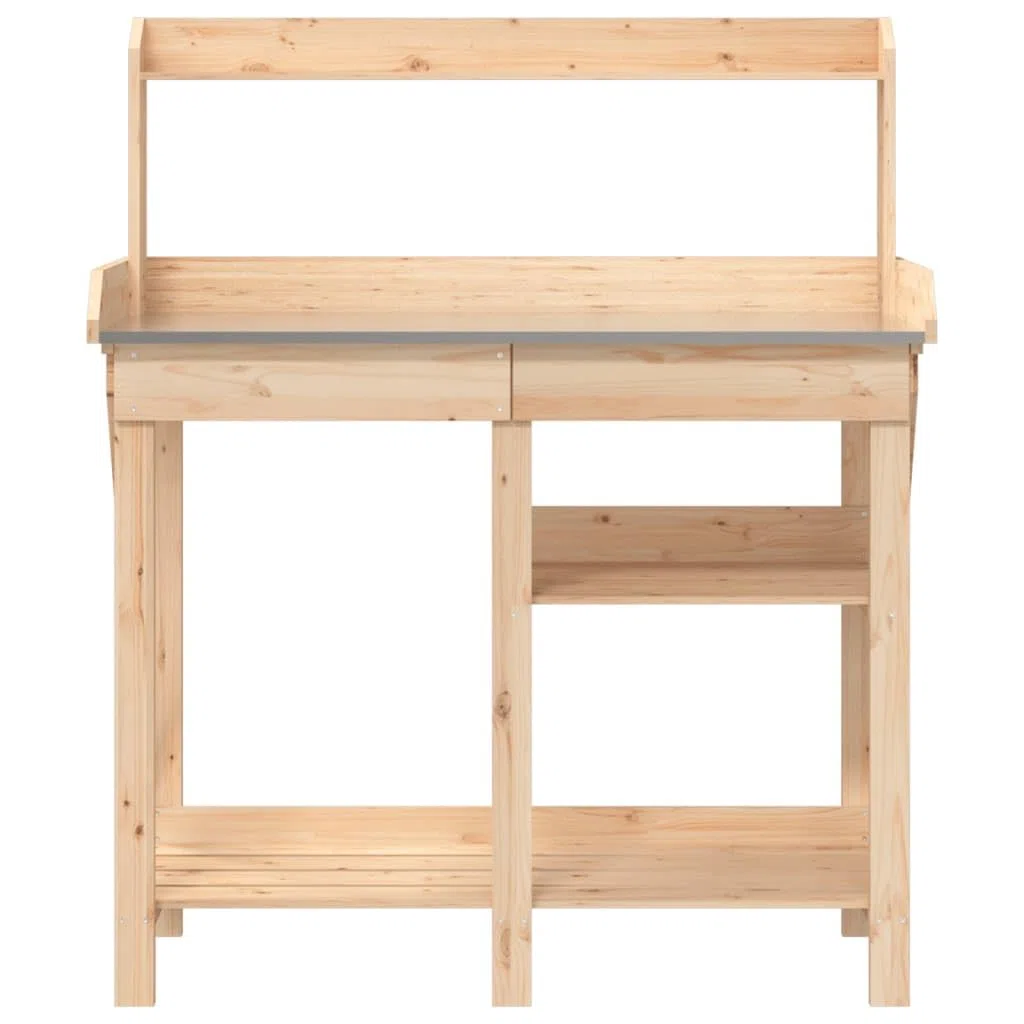 vidaXL Pflanztisch, Gärtnertisch mit Ablage Schublade, Arbeitstisch für Garten Terrasse, Blumentisch Umtopftisch, Massivholz Tanne