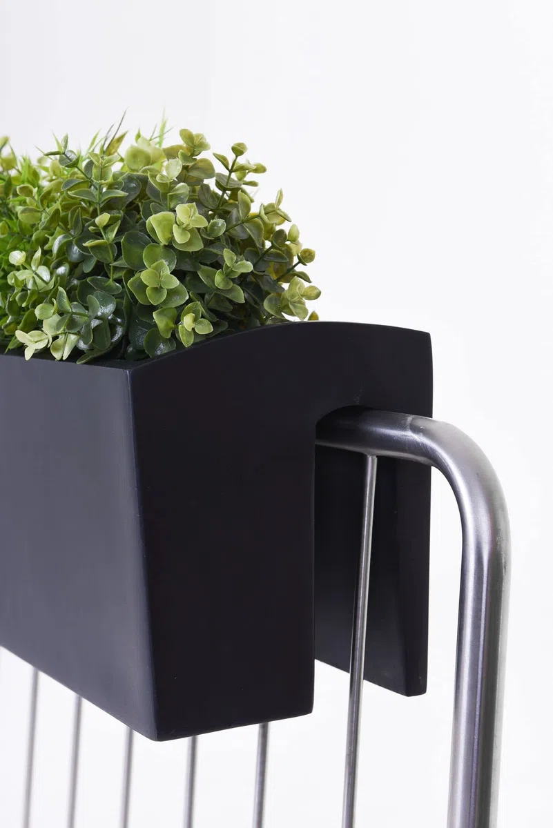 VIVANNO Balkonkasten Blumenkasten Fiberglas BALKONA Classic (22x60x19 cm, Anthrazit Matt)