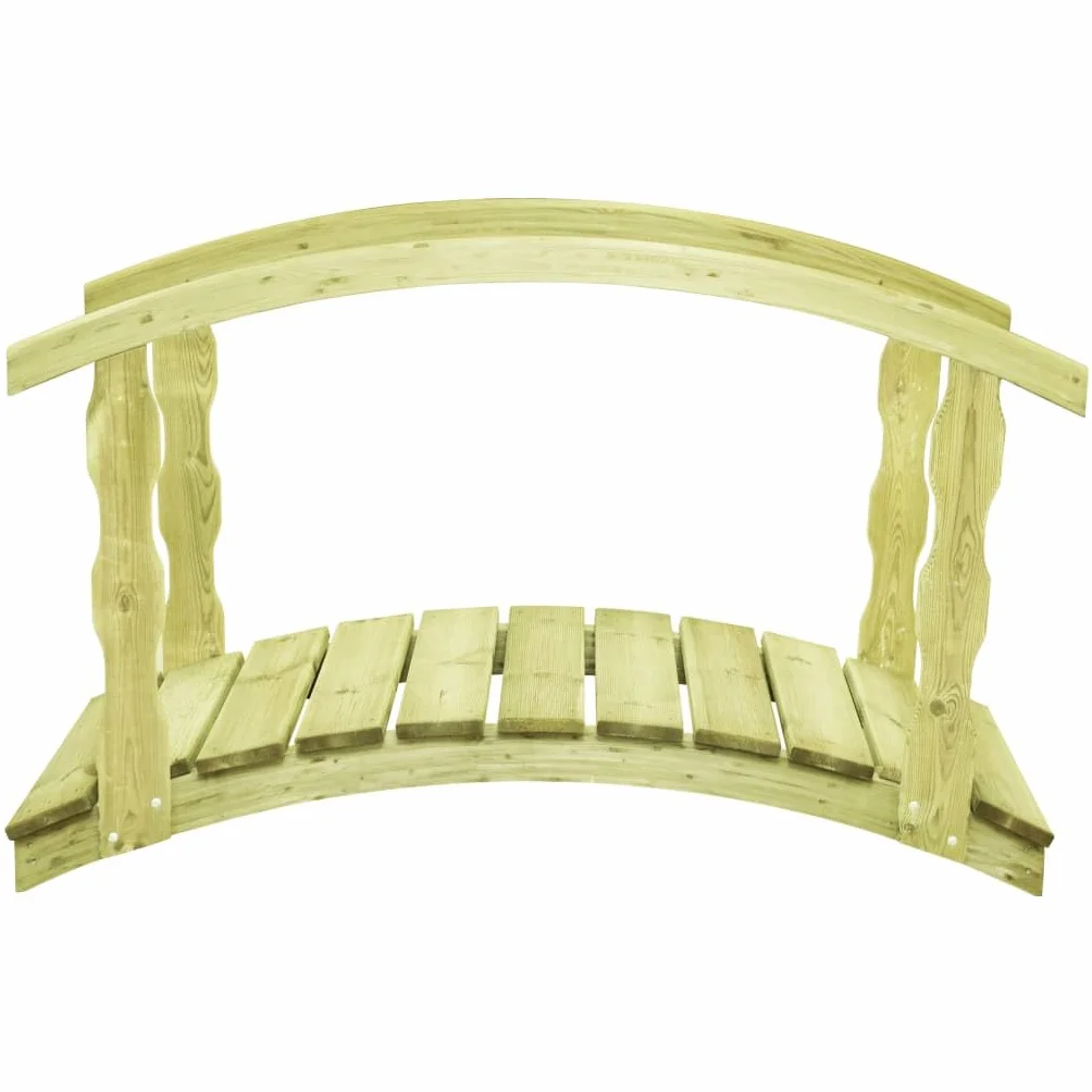 vidaXL Kiefernholz Imprägniert Gartenbrücke mit Geländer Rustikal Holzbrücke Teichbrücke Brücke Holzsteg Zierbrücke Deko 170x74x105cm