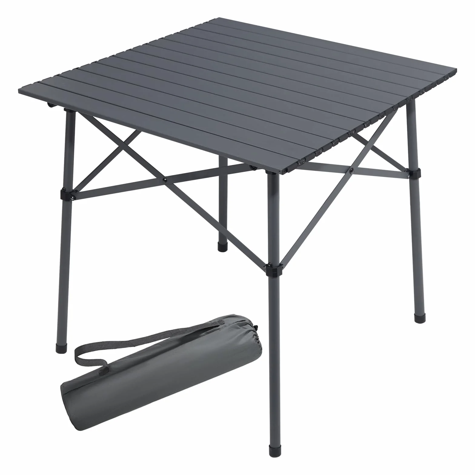 Portal Campingtisch klappbar Klapptisch Camping faltbar mit Aluminium Tischplatte belastbar 80kg mit Tragetasche für Picknick Grillen Garten Balkon