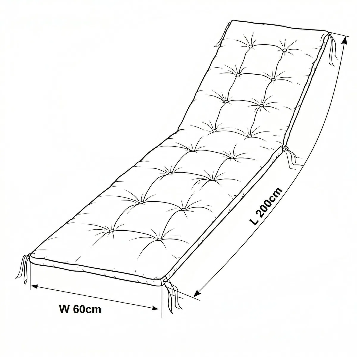 Spatium Liegenauflage Gartenliege Outdoor Sitzkissen Wasserabweisend Atmungsaktiv Gesteppt Sonnenliege Polster Bequem Robust Nachfüllbar 200x60cm Anthrazit